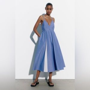 STRIPED POPLIN DRESS